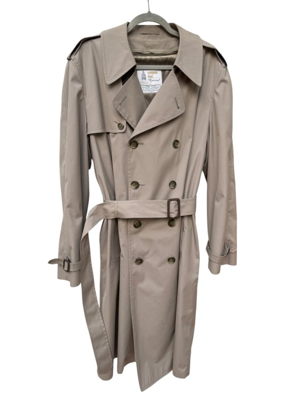 London Fog Maincoat by Greenwood Cotton Trench Coat Removable Liner 42 Long